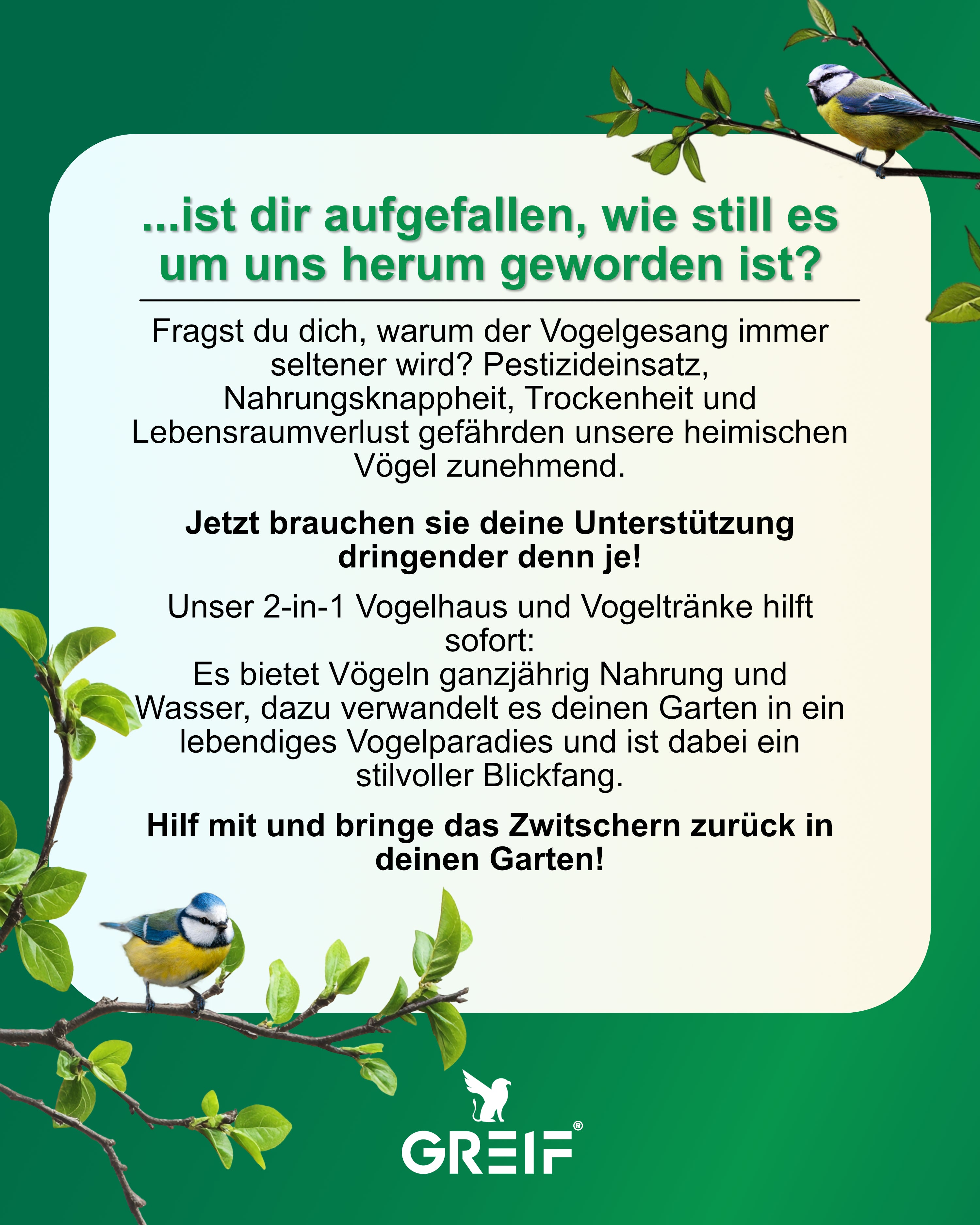 2in1 Vogelhaus und Vogeltränke